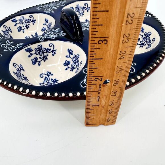 Floral Lace Temptations Baking Dish Poached Egg Muffin Top Tray Cobalt Blue - Picture 7 of 7